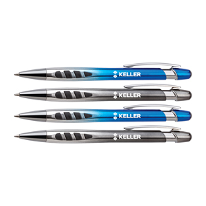 Veneno Ballpoint Pen - Heavyweight plastic and metal push-action pen.